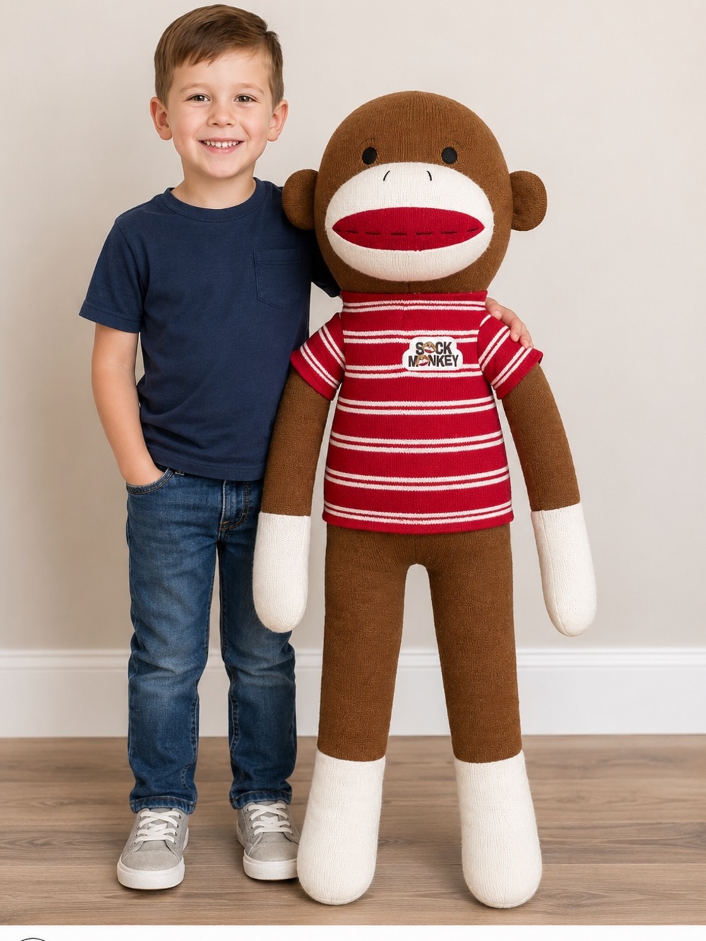 Dan Dee Collector’s Choice Giant 4 Ft Sock Monkey Plush Stuffed Animal Red Shirt